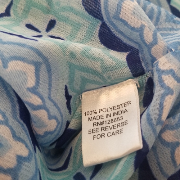 Ellen Weaver Aqua Blues Sleeves Semi- Sheer Boho  Beaded Overlay - Picture 6 of 6